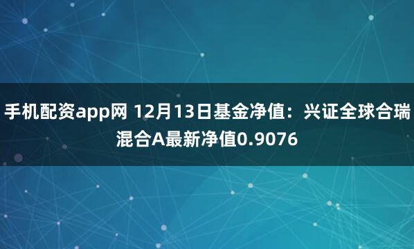 手机配资app网 12月13日基金净值：兴证全球合瑞混合A最新净值0.9076