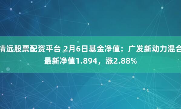 清远股票配资平台 2月6日基金净值：广发新动力混合最新净值1.894，涨2.88%