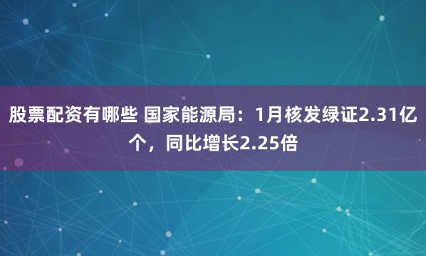 股票配资有哪些 国家能源局：1月核发绿证2.31亿个，同比增长2.25倍